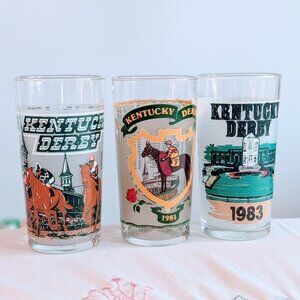VTG Set of 3 Kentucky Derby Mint Julep Glasses 1980 1981 1983 Official Tumbler